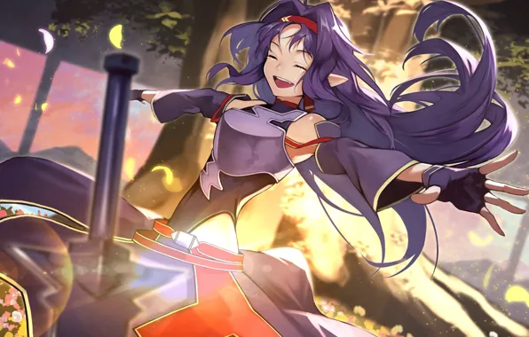 Girl, laughter, Sword Art Online, Yuuki Konno