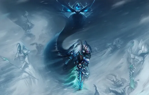 Picture snow, weapons, the wind, art, wow, characters, world of warcraft, Arthas Menethil