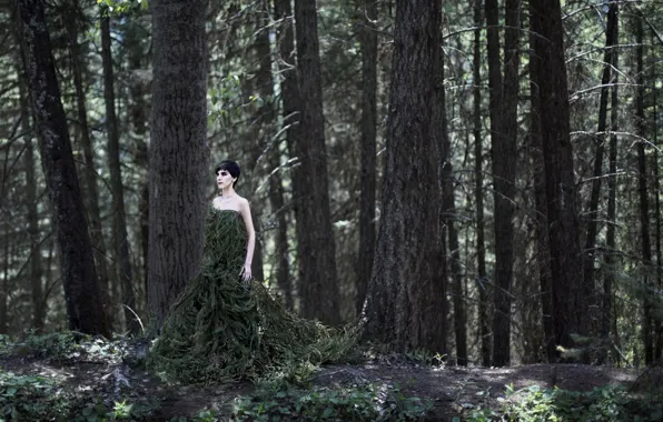 Forest, girl, branches