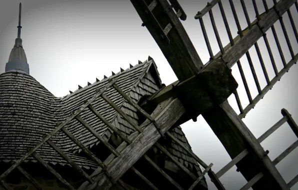 France, wooden house, windmill