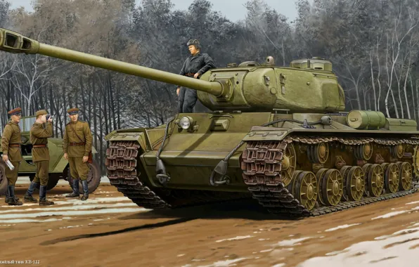 Picture art, soldiers, tank, heavy, Soviet, KV-122
