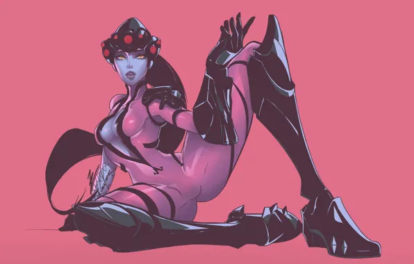 Chest, girl, feet, body, costume, blizzard, overwatch, widowmaker