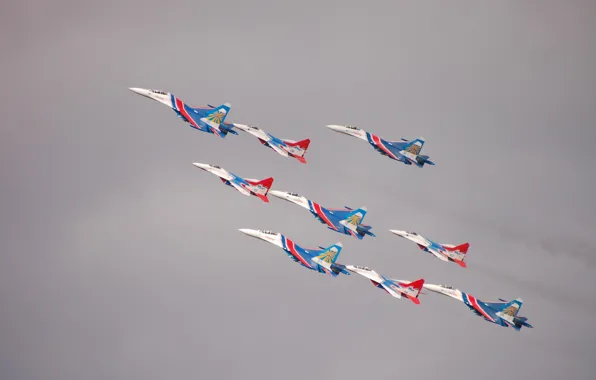 Su-27, Swifts, aerobatics, Russian knights, The MIG-29