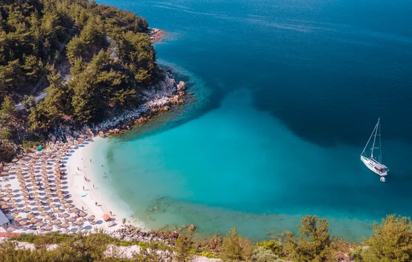 Sea, Greece, sandy beach, the, Thassos Island, Marble Beach