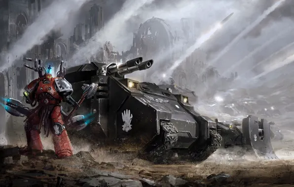 Picture war, tank, war, space marine, space Marines, Warhammer, tank, Iron Hand