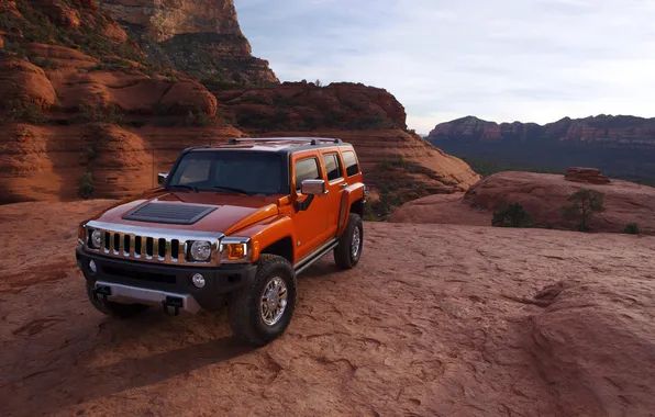 Machine, auto, orange, canyon, Hummer