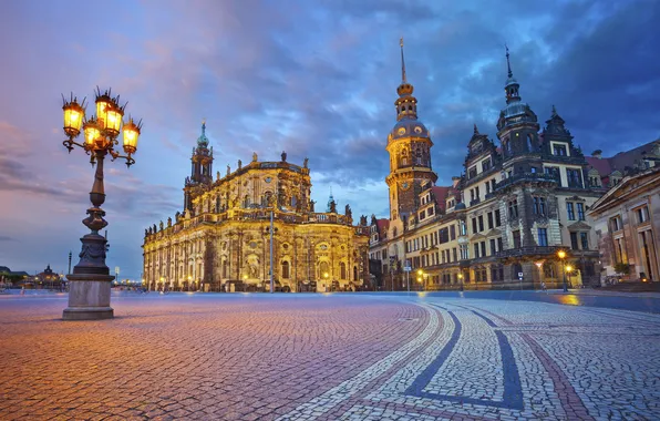 The sky, lights, home, the evening, Germany, Dresden, area, lantern