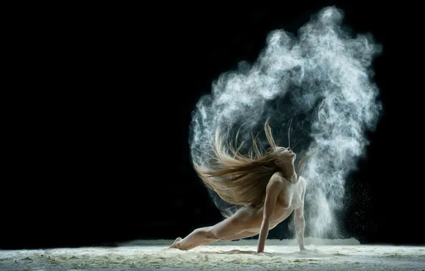 BLONDE, SAND, FIGURE, POSE, DUST, by Andrey Guryanov