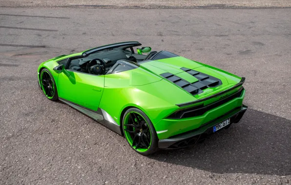 Picture auto, green, Lamborghini, supercar, Spyder, back, exhausts, Novitec