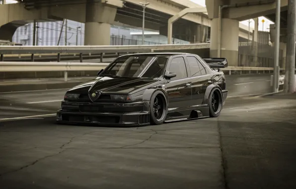 Asphalt, design, overpass, car, Murdered Alfa 155