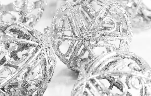 Holiday, new year, silver, Silver Christmas decorations