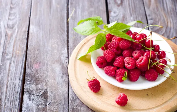 Cherry, berries, raspberry, Board