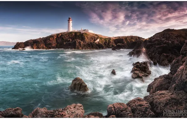 Sea, landscape, rocks, lighthouse
