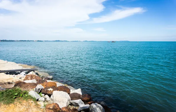 Sea, blue, port, malaysia, relaxing, port dickson, dickson