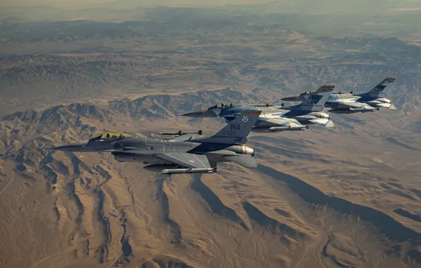 UNITED STATES AIR FORCE, General Dynamics F-16 Fighting Falcon, the fourth generation fighter, American multifunctional …
