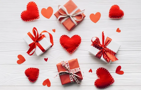 Love, gift, heart, hearts, red, love, heart, wood