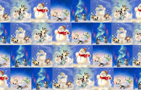 Background, mood, holiday, the game, texture, New year, snowman