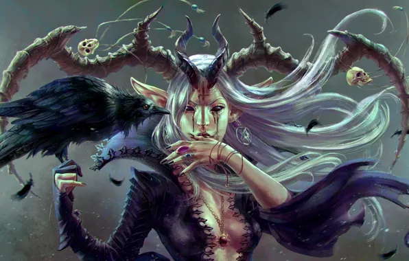 Girl, being, horns