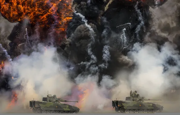 Picture explosion, Tanks, Simulated fight