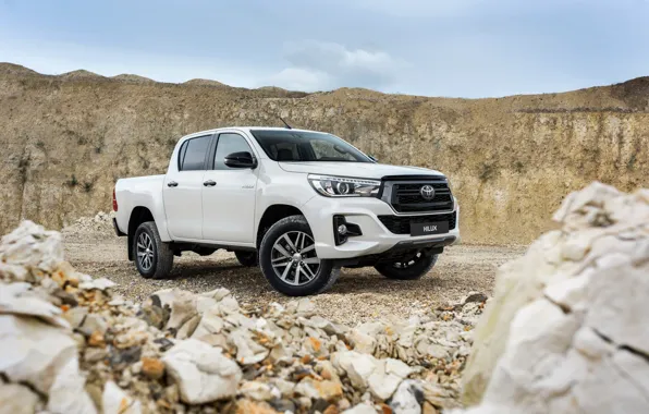 White, the sky, stones, Toyota, pickup, Hilux, Special Edition, 2019