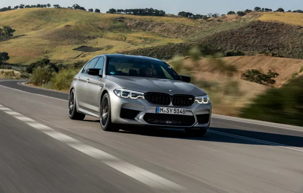 Picture road, grey, hills, vegetation, speed, BMW, sedan, 4x4