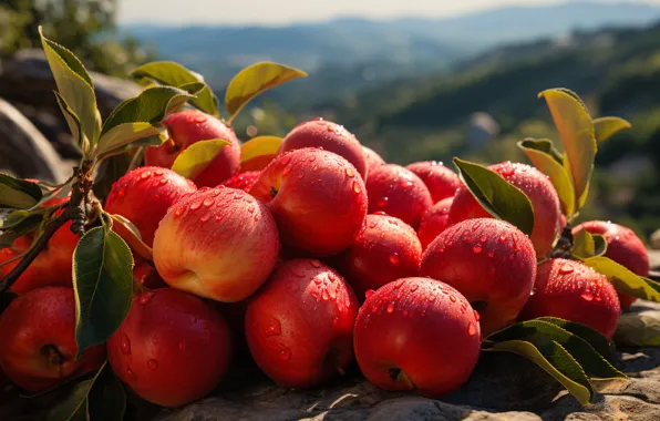 Nature, apples, harvest, fruit, red, fruit, juicy, ripe