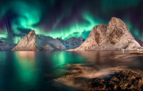 Picture Northern lights, Norway, Norway, Pure, Lofoten, Nordland