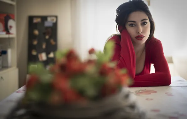 Look, background, model, dress, lipstick, Serena
