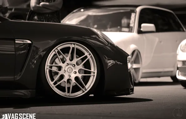 Black and white, Porsche, tuning, casting