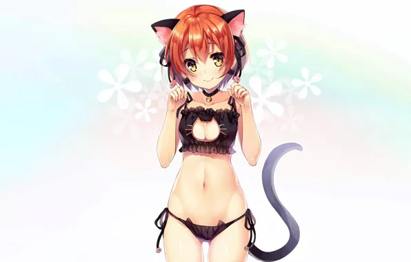 Girl, sexy, lingerie, pantsu, bra, cleavage, panties, red hair