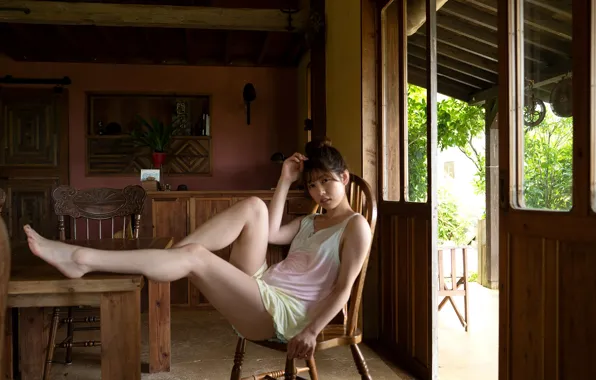 Asian, Model, Table, Woman, Nude, Naked, Chair, Japanese