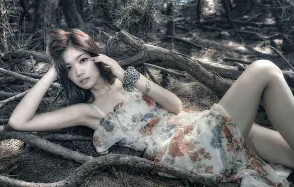 Girl, background, Asian