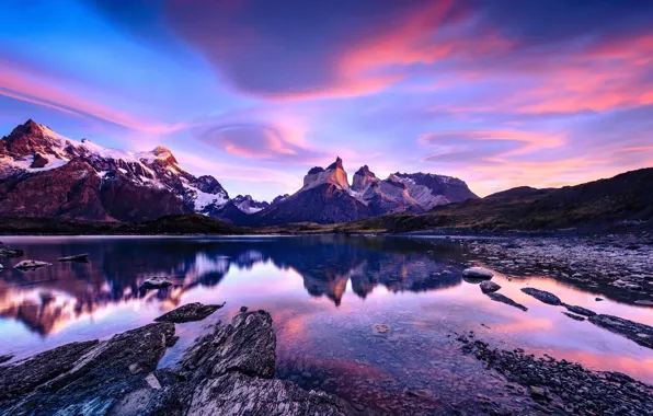 Picture the sky, clouds, mountains, Chile, Patagonia