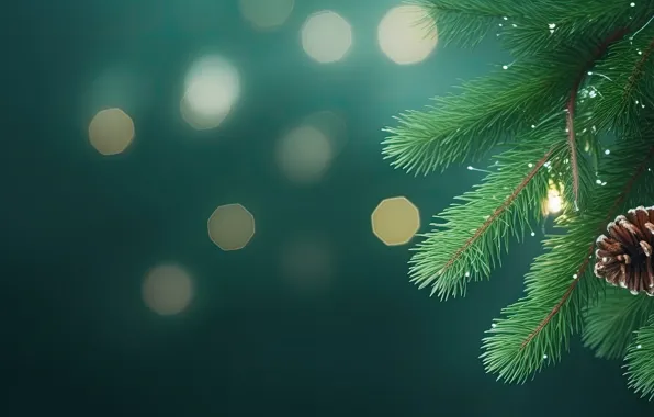 Light, branches, spruce, Christmas, New year, tree, needles, garland