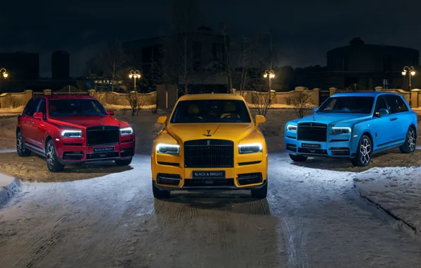 Red, Rolls Royce, Cars, Blue, Winter, Royce, Rolls, Trio