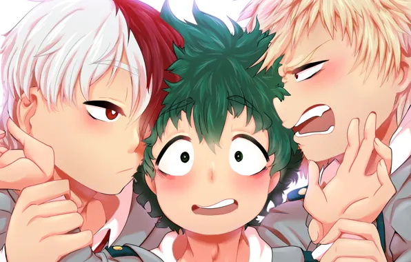 Picture Boku no Hero Academy, Todoroki Shouto, Bakugou Katsuki, Izuku Midoriya, Zanyash