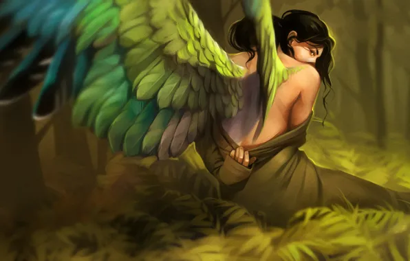 Girl, wings, fantasy, art, Alexander Khitrov, GaudiBuendia, Le