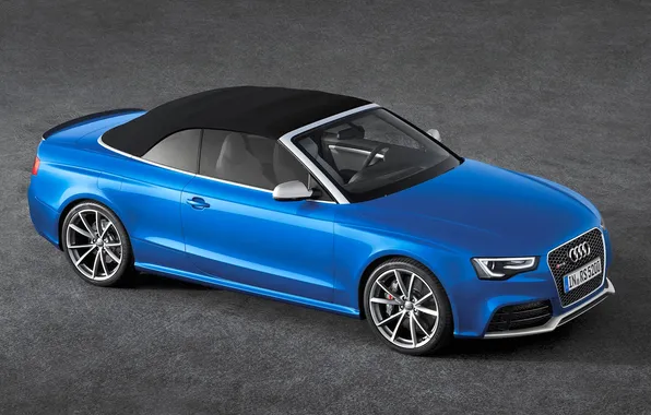 Picture Audi, Blue, Machine, Convertible, The hood, Lights, RS5, Coupe