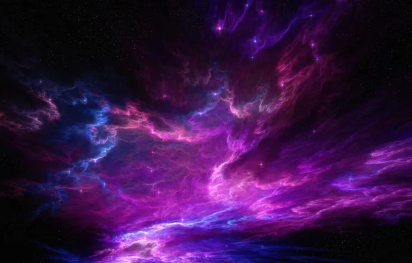 Space, nebula, lights, lights, fiction, patterns, art, layers