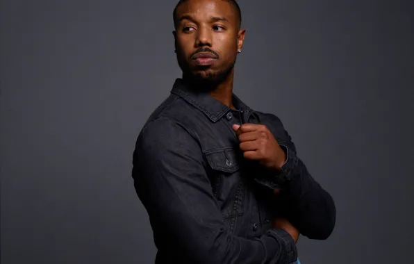 Background, male, actor, Michael B. Jordan, blue shirt