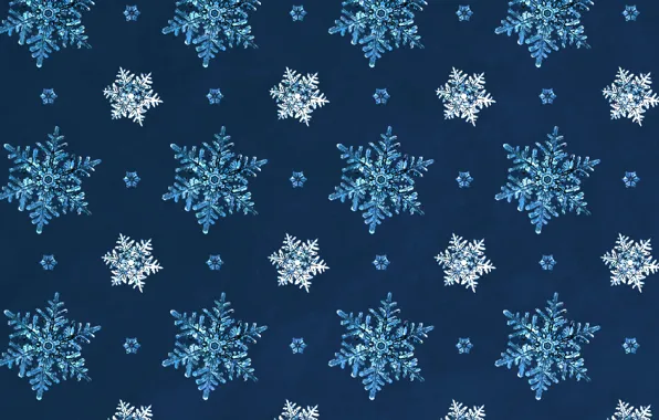 Snowflakes, texture, New year, blue background