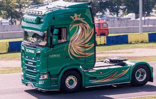 Road, Green, Truck, Green, Truck, Track, Scania, Tractor