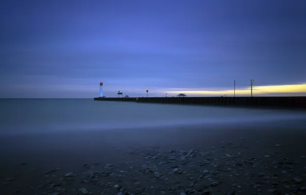 Picture sea, landscape, night, lighthouse