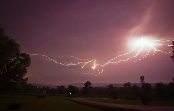 The storm, the sky, nature, lightning, the evening