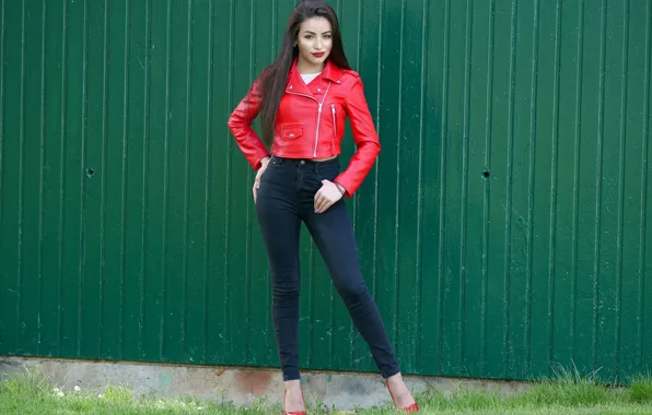 Picture look, girl, face, style, background, hair, jacket