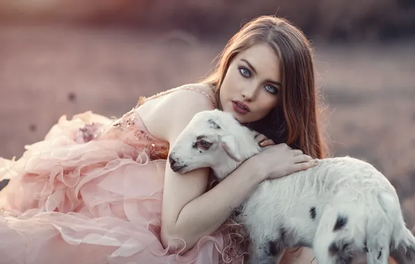 Picture look, girl, mood, makeup, dress, goat