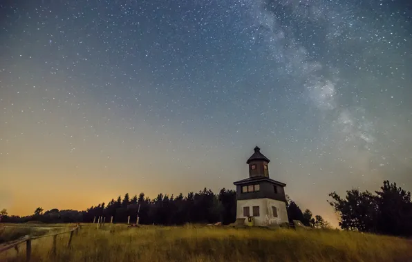Picture tower, Milky Way, countryside