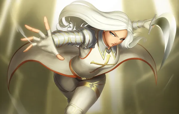 Picture attack, woman, hand, sword, Crusader, white hair