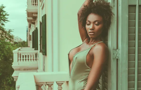 Face, model, hair, figure, balcony, Marcie