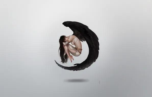 Girl, Minimalism, Angel, Girl, Wings, Angel, Minimalism, Wings